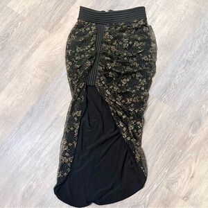 🔥Zhivago | Madea Skirt | Black & Gold Lace w/ High Slit | XS🔥
